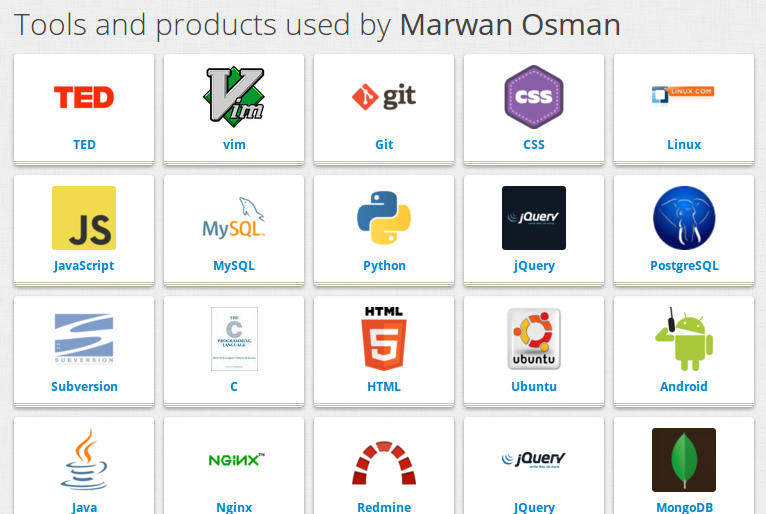 List of tools and applications in the workspace workspace screenshot